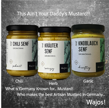 Load image into Gallery viewer, German Artisan Mustard 3 Flavor Set- Chili, Herb, and Garlic Mustard
