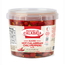 Load image into Gallery viewer, Peppers-SLICED Calabrian Hot Chili peppers, 1kg Pail, 4-piece
