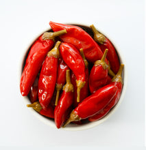 Load image into Gallery viewer, Peppers-WHOLE Calabrian Hot Chili peppers, 280g Jar, 6-piece
