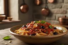 Load image into Gallery viewer, more traditional Italian rustic looking with slice olive pieces and tomato sauce
