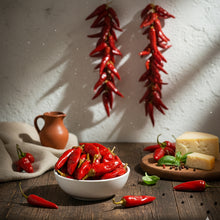 Load image into Gallery viewer, Peppers-WHOLE Calabrian Hot Chili peppers, 280g Jar, 6-piece
